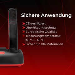 ShoeDry Airo sichere Anwendung: CE-zertifiziert mit Überhitzungsschutz