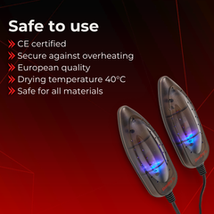 ShoeDry Airo Travel safe to use: CE certified with overheating protection